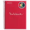 Cahier A4 spirales couverture plastique rouge 120 pages petits carreaux Miquelrius