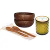 Jolipa Coffret Cadeaux 2 Bols Et 2 Cuillères En Coco Et Une Bougie Aloe