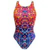 Maillot de bain de natation Turbo Pixels bleu rose femme - S