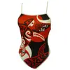 Turbo Maori Skin Tattoo Bas de Bikini, Rouge/Noir, 2XL Femme