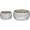 GINER Y COLOMER Lot de 2 tables basses en manguier massif et métal