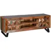 GINER Y COLOMER Meuble tv 4 Tiroirs Bois, Fer Marron 155x40x55cm - Bois-Fer