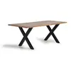 GINER Y COLOMER Table à manger en bois d'acacia naturel et pieds en métal noir