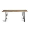 GINER Y COLOMER Table à manger en bois d'acacia naturel et pieds en métal 10 places