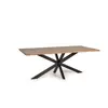 GINER Y COLOMER Table à manger en bois d'acacia naturel et pieds en métal noir