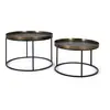 GINER Y COLOMER Lot de 2 tables basse fer noir et aluminium finition bronze