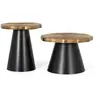 GINER Y COLOMER Suite de 2 tables basses en métal et cuivre vieilli