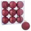 WADIGA Set de 9 boules de Noël rouges à paillettes - 6cm