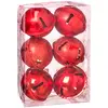 Wadiga Set de 6 boules de Noël cloches rouges - 5cm