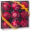 Wadiga Set de 9 boules de Noël rouges décorées - 8cm