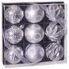 Wadiga Set de 9 boules de Noël argentées décorées - 8cm