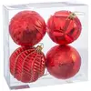 Set de 4 boules de Noël rouges et dorées 8cm
