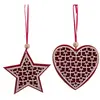 WADIGA Décoration de Noël en bois coeur + étoile H18cm