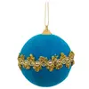 Wadiga Boule de Noël velours bleu turquoise et doré 8cm