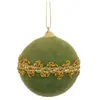 Wadiga Boule de Noël velours vert et doré 8cm