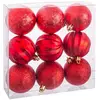 UNIMASA Set de 9 boules de Noël rouges taillées - 6cm