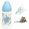 Suavinex Pack Couture Biberon 270ml + Sucette 0-4m + Attache Sucette Bleu