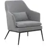GEESE HOME Fauteuil tapissé gris perle avec coussin et pieds en métal noir