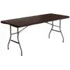 THINIA HOME Table pliante rectangulaire effet rotin 180 x 74 x 74 cm