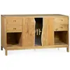 MOYCOR Buffet 4 tiroirs 2 portes en teck beige L 170 cm