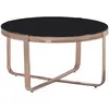 MOYCOR Table basse ronde en acier inoxydable rose dorée et verre noir L 80 cm