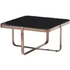 MOYCOR Table basse carrée en acier inoxydable et verre noir L 80 cm