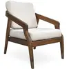 MOYCOR Fauteuil en bois marron et tissu blanc