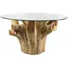 MOYCOR Table basse en bois de teck beige et verre Ø 80 cm