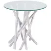 Table Basse Bois Verre Blanc 50x50x50cm - Décoration d'Autrefois