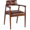 MOYCOR Fauteuil en bois et cuir marron