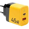 Chargeur mural GaN USB plus USB-C 45W Microgrid Tactical Noir / Jaune
