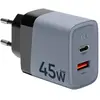 Chargeur mural GaN USB plus USB-C 45W Microgrid Tactical Gris Foncé