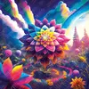 Puzzle 1023 pièces - Magnolia - Fleur à Géométrie Sacrée - Blanc - 12 ans