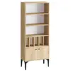 MENZZO Bibliothèque Mayar 4 étagères et 2 portes L60xH175cm Chêne clair