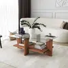 EMOB Skye Decor, Babylon, tables basses, bois, verre, 105 x 40 x 60 cm