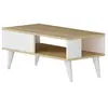 MENZZO Table basse style scandinave Samar 58x43,3cm Bois Blanc et Chêne clair