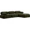 Menzzo Canapé d'angle modulable et Transformable Nourhane Tissu Vert