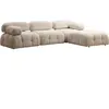 Menzzo Canapé d'angle modulable et Transformable Nourhane Tissu Crème