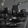 HERMIA Service de table 18 pièces romme céramique noir Service