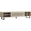 EMOB meuble tv bois 160x40x35 noir, bois noir, bois naturel, bois