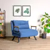 MENZZO Fauteuil convertible Yolanda Métal Noir et Tissu Bleu