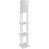 ALLURE Lampadaire combiné 3 étagères Ulkoda 135cm Bois et Tissu Blanc TU