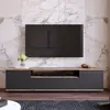 MENZZO Meuble TV avec 3 portes et 1 niche - Anthracite et naturel - LOTULA