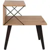 MENZZO Table de chevet Wyda H55cm Bois Naturel et Marron et Métal Noir