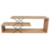 MENZZO Meuble TV 2 étagères Loiria 120cm Métal Noir et Bois Chêne