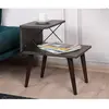 MENZZO Table de chevet Wyda H55cm Bois Marron et Marron foncé et Métal Noir