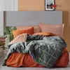 En Vogue - Parure housse de couette Stark canelle/bleu foncé 140x200 c...