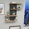 EMOB Wooden Art - Étagère murale Destan anthracite/chêne -  65x96x19 cm T.U