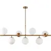 SPLENDOUR LIGHTING Suspension 7 lampes horizontale ajustable Holla L113cm Verre Blanc et Métal Or TU