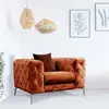 MENZZO Fauteuil capitonné Alykes Velours Orange